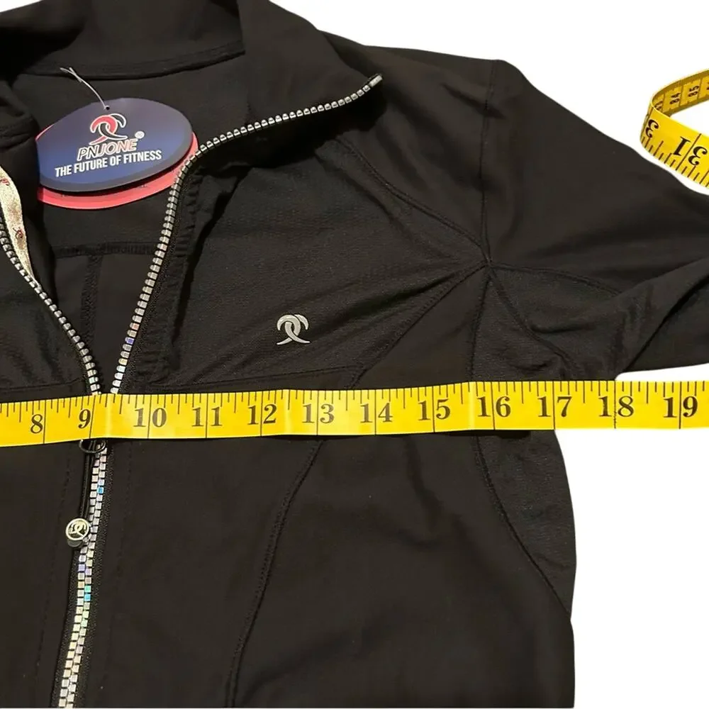 PN Jone Black Women's Sports Jacket Long Sleeve Size 8/Medium Zipper Pockets